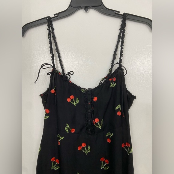 For Love & Lemons Cherry Twist Tank Mini Dress Cherry Burnout Black Size Large - Picture 8 of 9